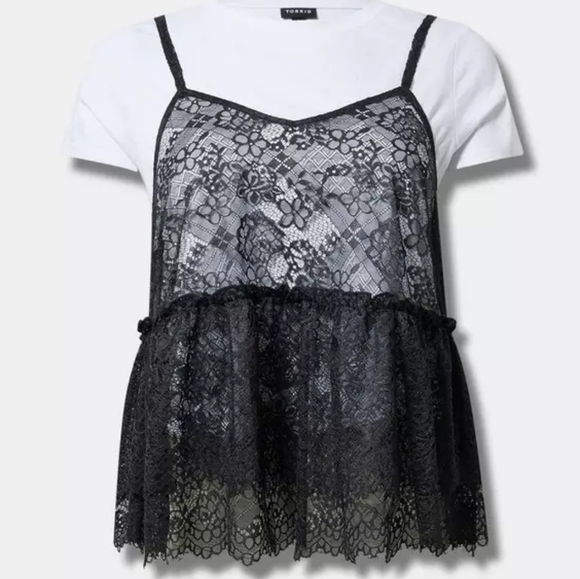 torrid Tops - New Torrid Peplum Ruffle Cami 2Fer Top